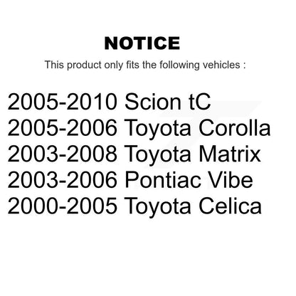 [Arrière] Kit de Disque de frein pour Toyota Corolla Matrix Scion tC Pontiac Vibe Celica K8-100754
