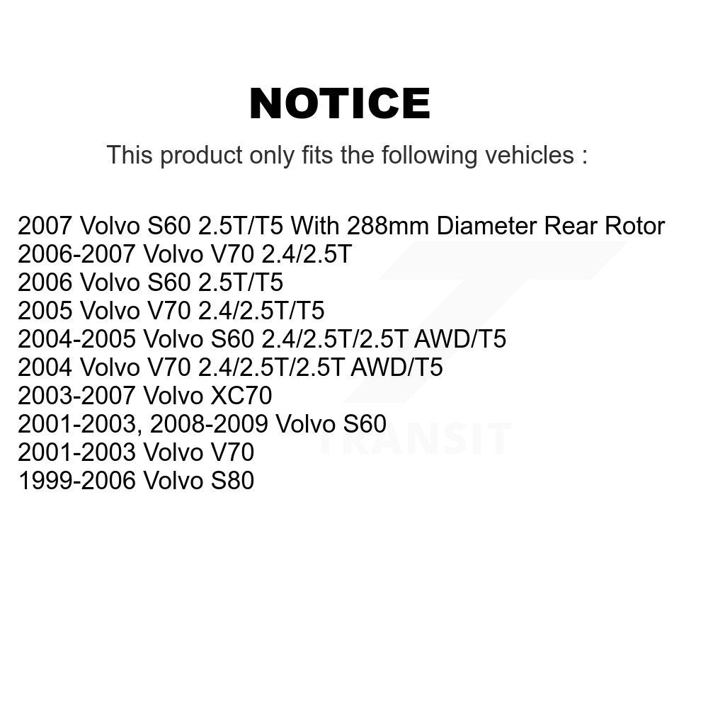 [Arrière] Kit de Disque de frein pour Volvo S60 V70 XC70 S80 K8-100766