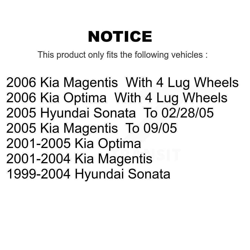 [Arrière] Kit de Disque de frein pour Hyundai Sonata Kia Optima Magentis K8-100767