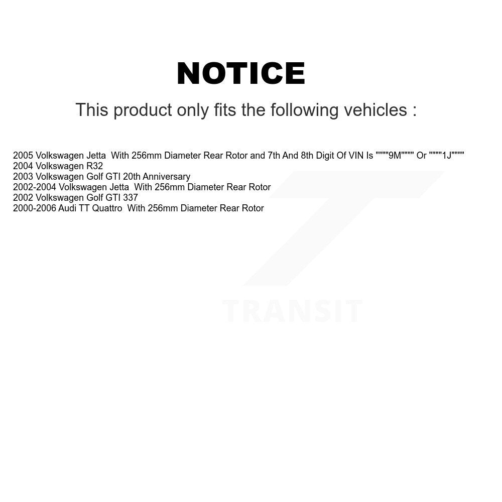 [Arrière] Kit de Disque de frein pour Volkswagen Jetta Golf Audi TT Quattro R32 K8-100784