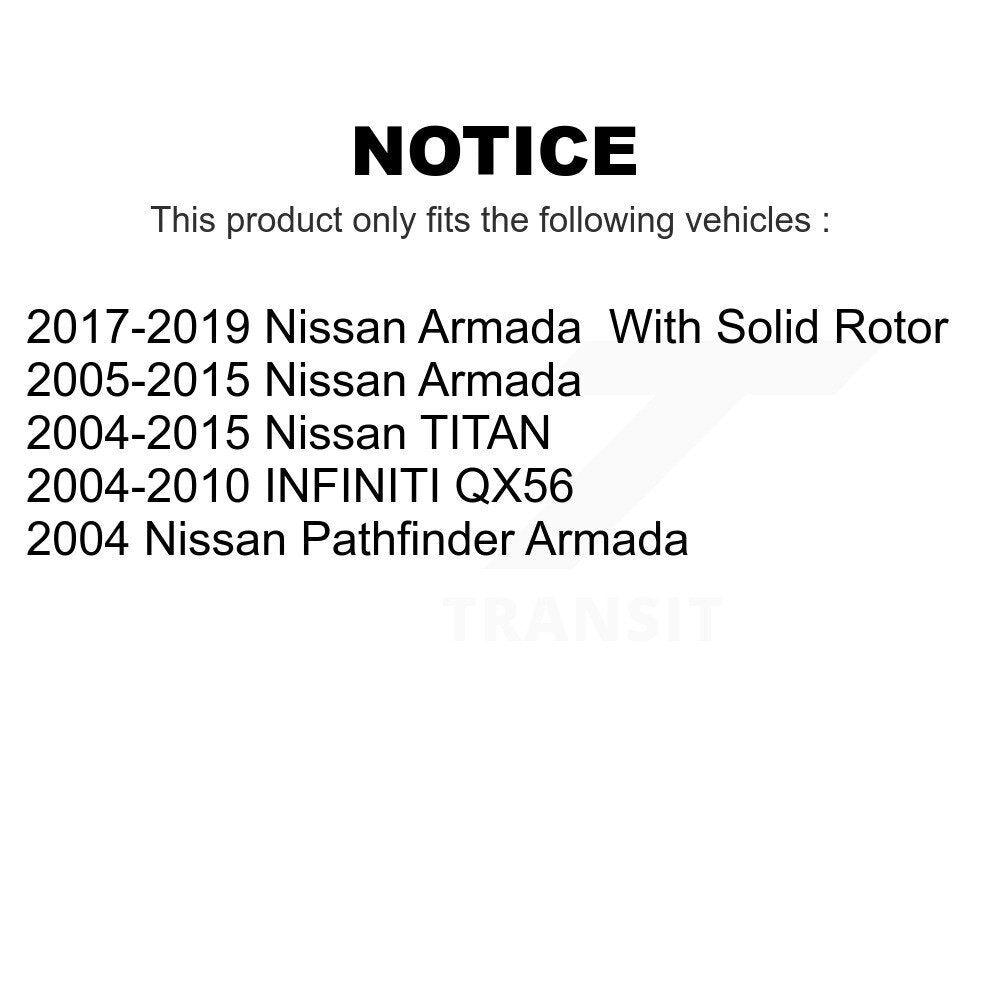 [Arrière] Kit de Disque de frein pour Nissan Titan Armada INFINITI QX56 Pathfinder TITAN K8-100794