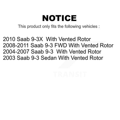 [Arrière] Kit de Disque de frein pour Saab 9-3 9-3X avec Vented Rotor K8-100812