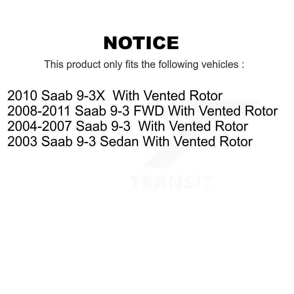 [Arrière] Kit de Disque de frein pour Saab 9-3 9-3X avec Vented Rotor K8-100812