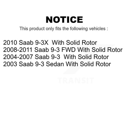 [Arrière] Kit de Disque de frein pour Saab 9-3 9-3X avec Solid Rotor K8-100813