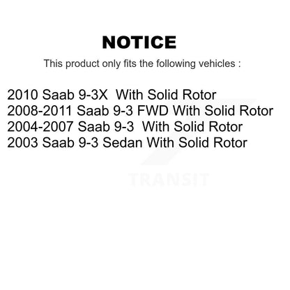 [Arrière] Kit de Disque de frein pour Saab 9-3 9-3X avec Solid Rotor K8-100813