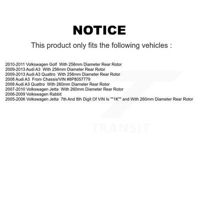 [Arrière] Kit de Disque de frein pour Volkswagen Jetta Rabbit Audi A3 Golf Quattro K8-100833