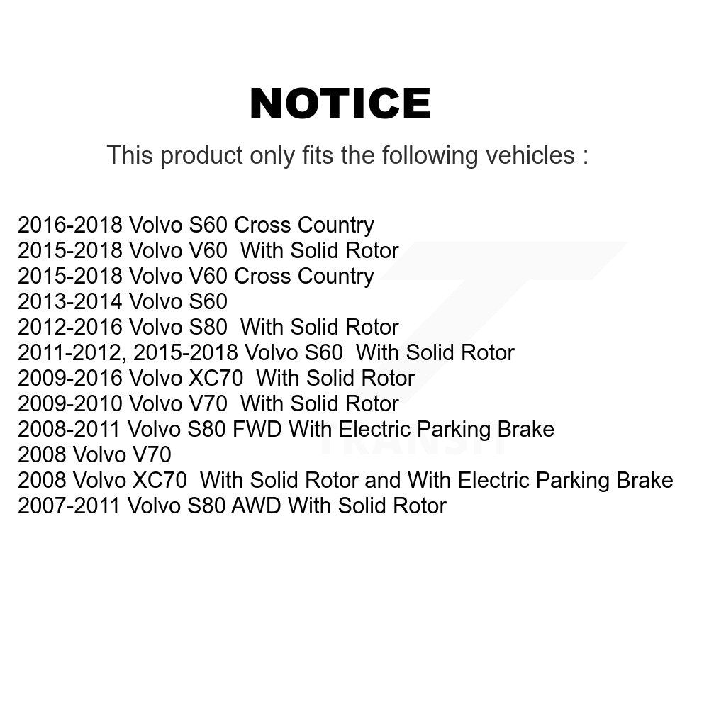 [Arrière] Kit de Disque de frein pour Volvo S60 XC70 S80 V60 Cross Country V70 K8-100872