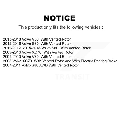 [Arrière] Kit de Disque de frein pour Volvo S60 XC70 S80 V60 V70 K8-100873