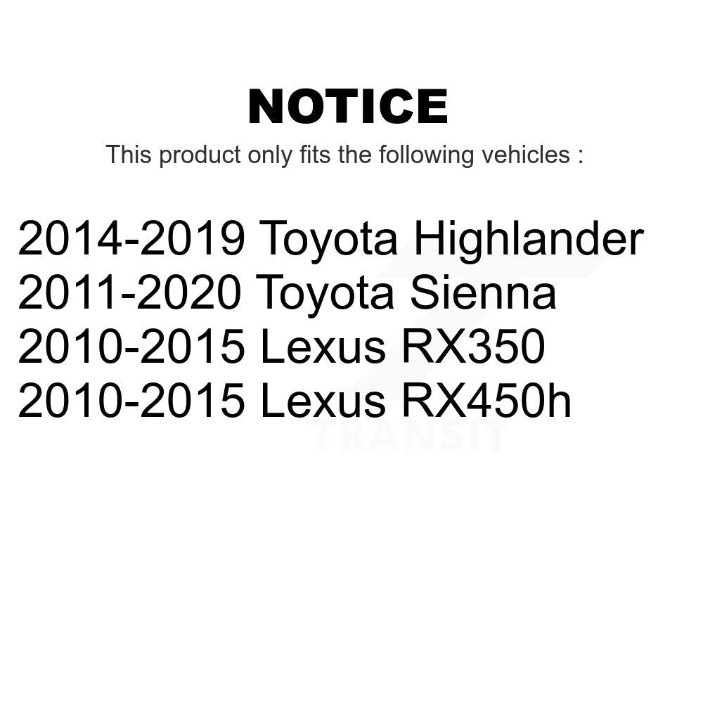 [Arrière] Kit de Disque de frein pour Toyota Highlander Sienna Lexus RX350 RX450h K8-100898
