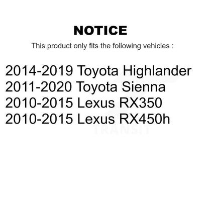 [Arrière] Kit de Disque de frein pour Toyota Highlander Sienna Lexus RX350 RX450h K8-100898