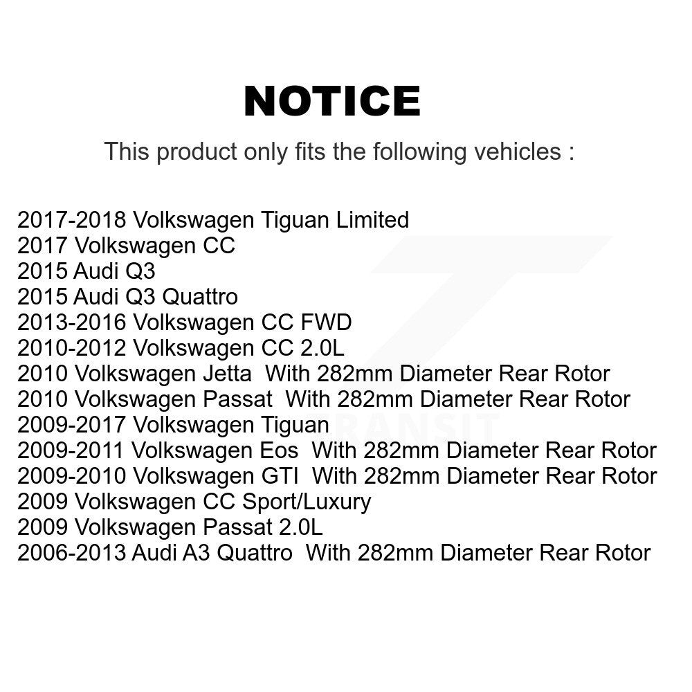 [Arrière] Kit de Disque de frein pour Volkswagen Tiguan CC Jetta Audi Passat GTI A3 Eos Q3 Limited Quattro K8-100905