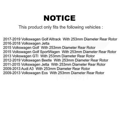 [Arrière] Kit de Disque de frein pour Volkswagen Jetta Beetle Eos Audi A3 GTI Golf SportWagen Quattro K8-100910