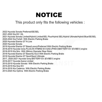 [Arrière] Kit de Disque de frein pour Kia Optima Hyundai Sonata Niro Ioniq Cadenza Elantra GT Azera Soul EV K5 Forte Forte5 K8-100933