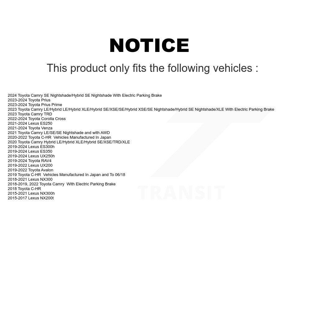 [Arrière] Kit de Disque de frein pour Toyota Camry RAV4 Lexus NX200t C-HR NX300 ES350 Avalon NX300h ES300h UX250h UX200 Venza ES250 Highlander Corolla Cross K8-100950