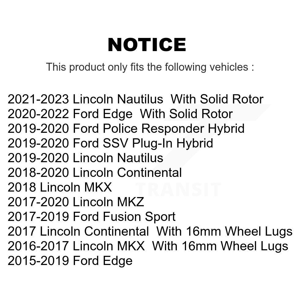 [Arrière] Kit de Disque de frein pour Ford Edge Fusion Lincoln MKX MKZ Nautilus Continental Police Responder Hybrid SSV Plug-In K8-100961
