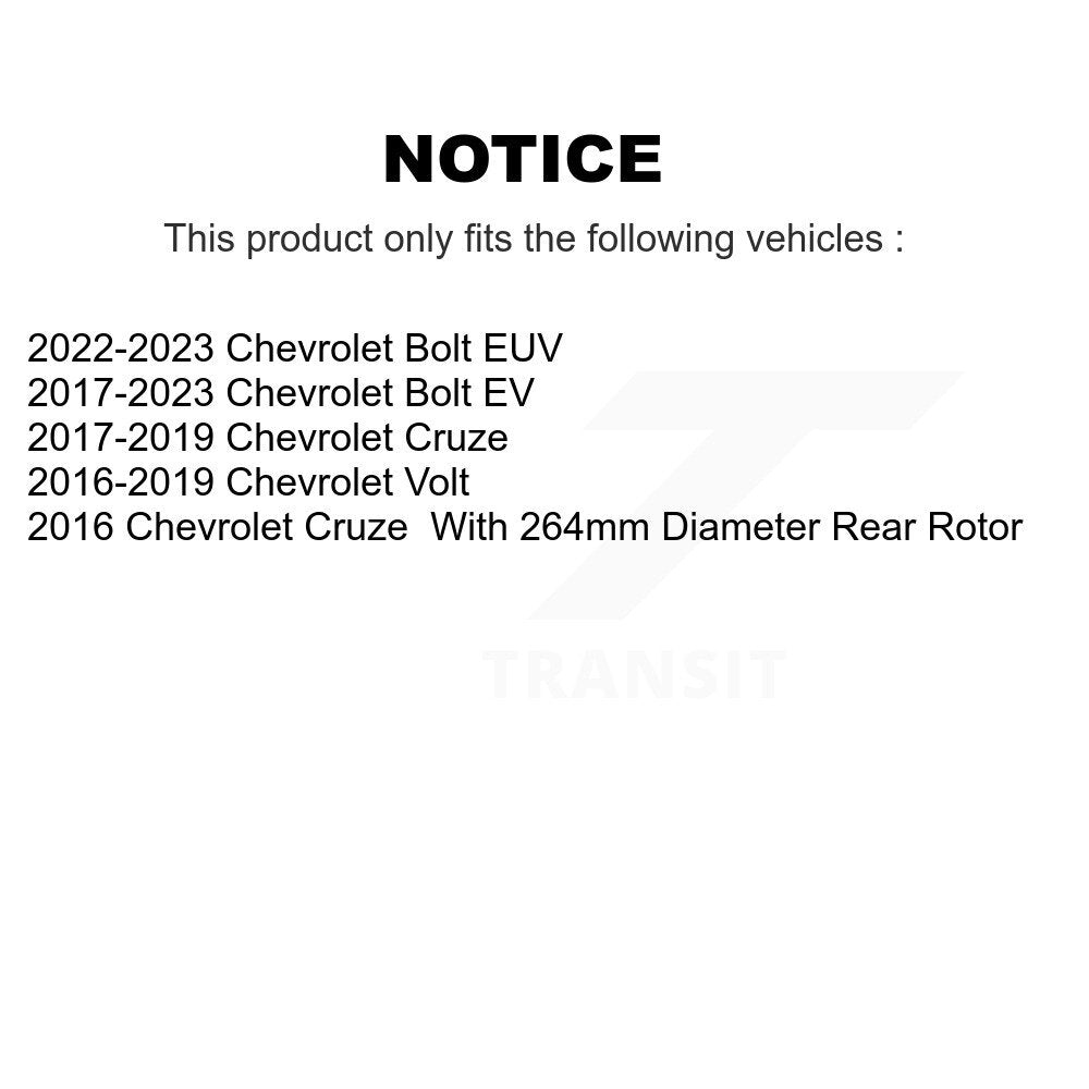 [Arrière] Kit de Disque de frein pour Chevrolet Cruze Volt Bolt EV EUV K8-100964