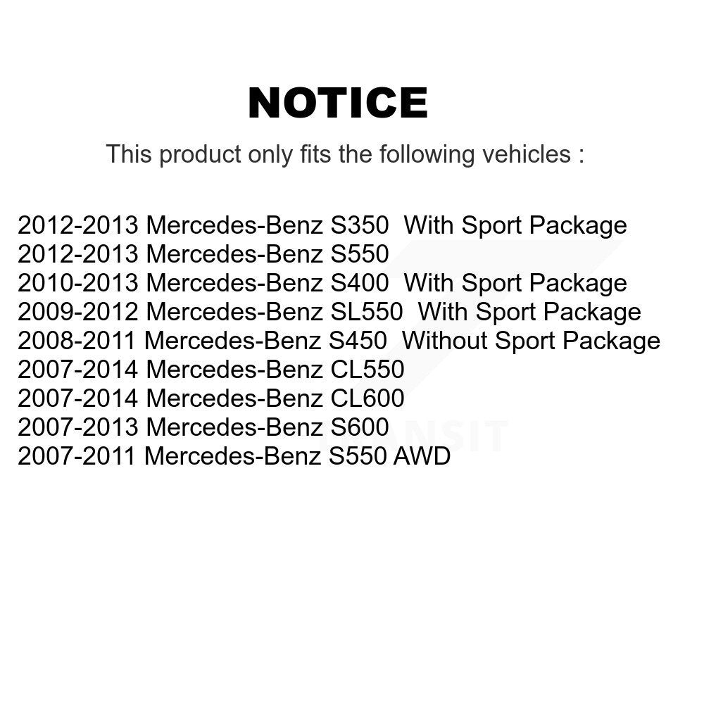 [Arrière] Kit de Disque de frein pour Mercedes-Benz S550 SL550 CL550 S600 S350 S400 CL600 S450 K8-100965