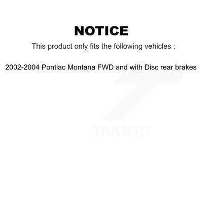 [Avant + Arrière] Kit de Disque de frein pour 2002-2004 Pontiac Montana FWD avec rear brakes K8-100972