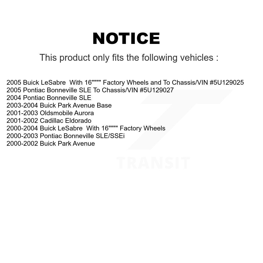 [Avant + Arrière] Kit de Disque de frein pour Buick LeSabre Park Avenue Pontiac Bonneville Oldsmobile Aurora Cadillac Eldorado K8-100976