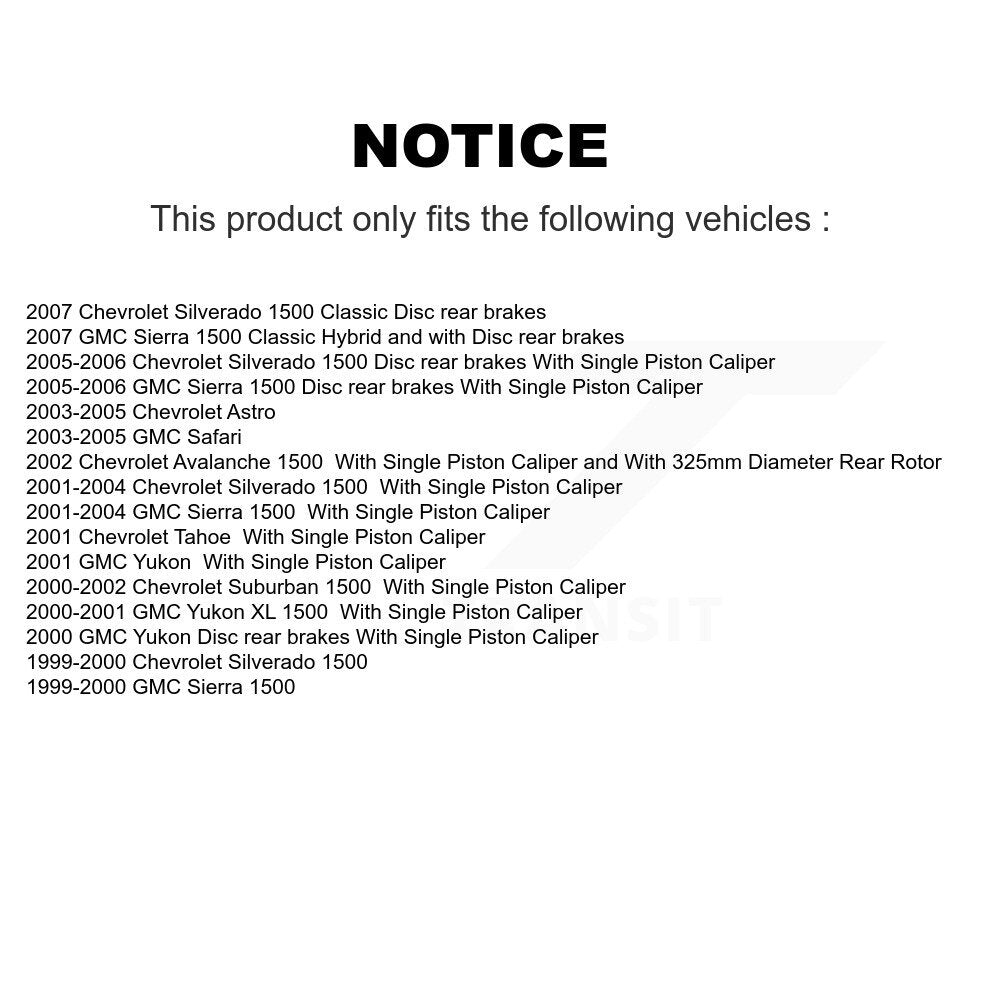 [Avant + Arrière] Kit de Disque de frein pour Chevrolet Silverado 1500 GMC Sierra Suburban Classic Tahoe Avalanche Astro Yukon XL Safari K8-100980