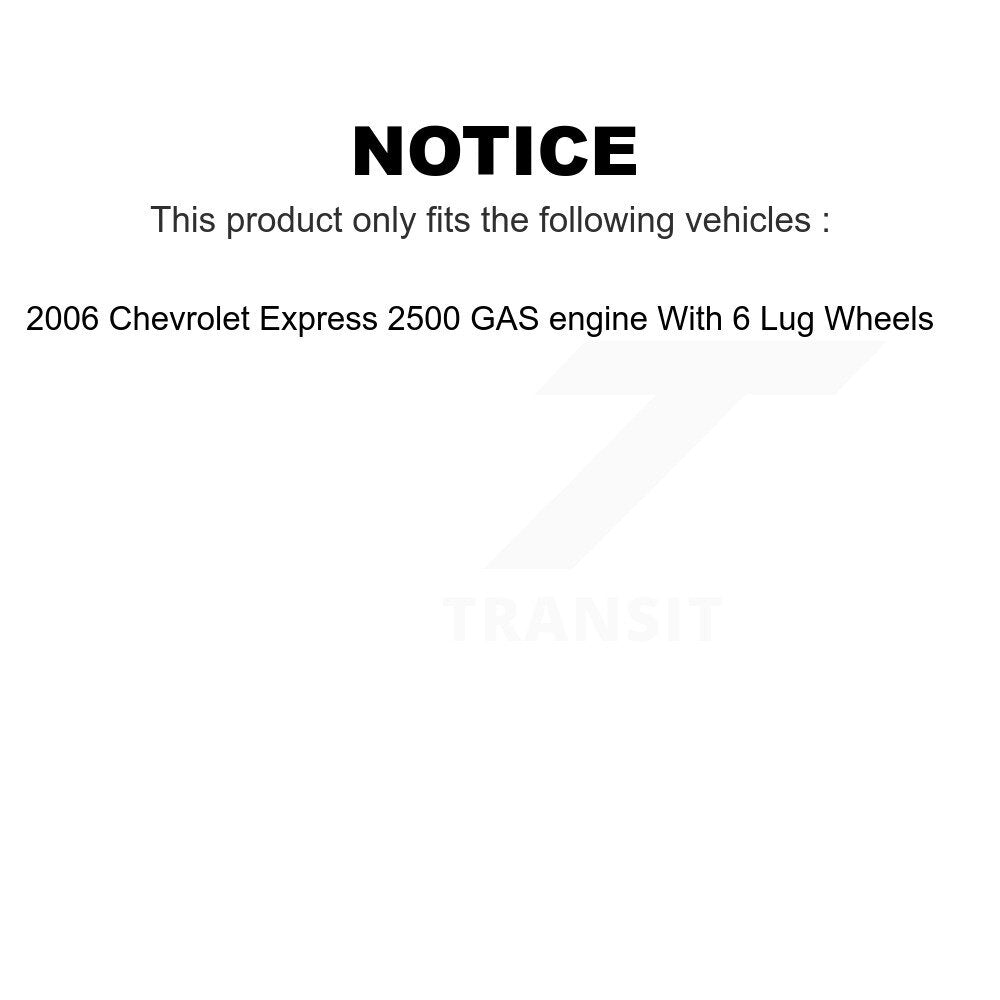 [Avant + Arrière] Kit de Disque de frein pour 2006 Chevrolet Express 2500 GAS engine avec 6 Lug Wheels K8-100982