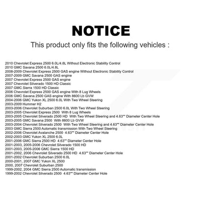 [Avant + Arrière] Kit de Disque de frein pour Chevrolet Silverado 2500 HD GMC Sierra Express Hummer H2 1500 Savana Suburban Yukon XL Avalanche Classic K8-100988