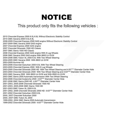 [Avant + Arrière] Kit de Disque de frein pour Chevrolet Silverado 2500 HD GMC Sierra Express Hummer H2 1500 Savana Suburban Yukon XL Avalanche Classic K8-100988