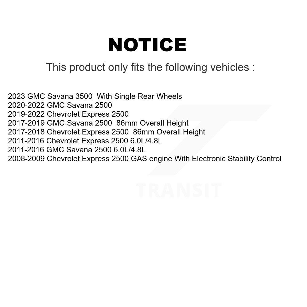 [Avant + Arrière] Kit de Disque de frein pour Chevrolet Express 2500 GMC Savana 3500 K8-100990