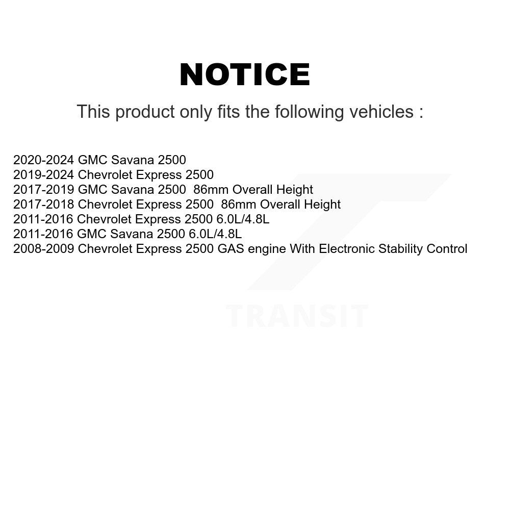 [Avant + Arrière] Kit de Disque de frein pour Chevrolet Express 2500 GMC Savana 3500 K8-100990