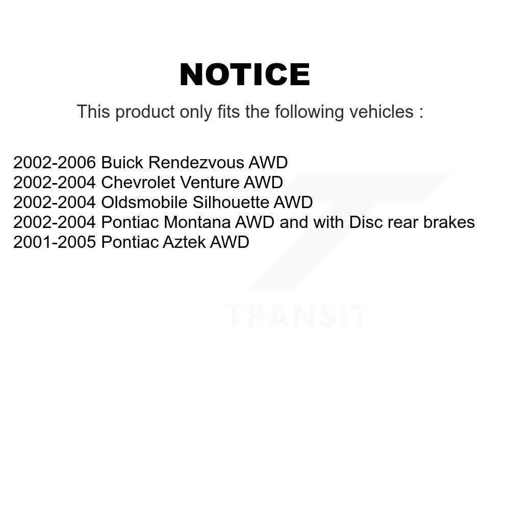 [Avant + Arrière] Kit de Disque de frein pour Buick Rendezvous Chevrolet Venture Pontiac Montana Aztek Oldsmobile Silhouette K8-100996