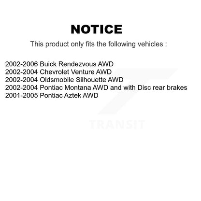 [Avant + Arrière] Kit de Disque de frein pour Buick Rendezvous Chevrolet Venture Pontiac Montana Aztek Oldsmobile Silhouette K8-100996