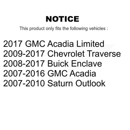 [Avant + Arrière] Kit de Disque de frein pour Chevrolet Traverse GMC Acadia Buick Enclave Saturn Outlook Limited K8-101034