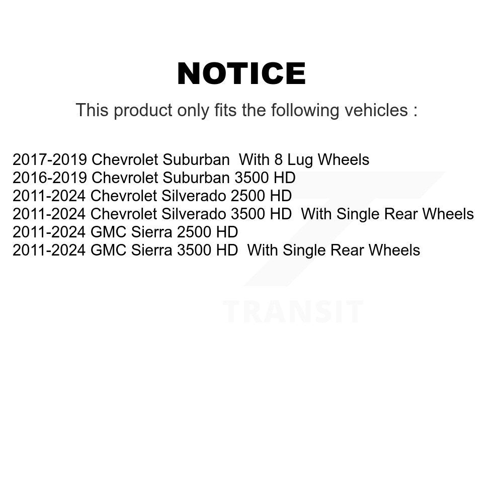 [Avant + Arrière] Kit de Disque de frein pour Chevrolet Silverado 2500 HD GMC Sierra 1500 3500 Suburban K8-101057