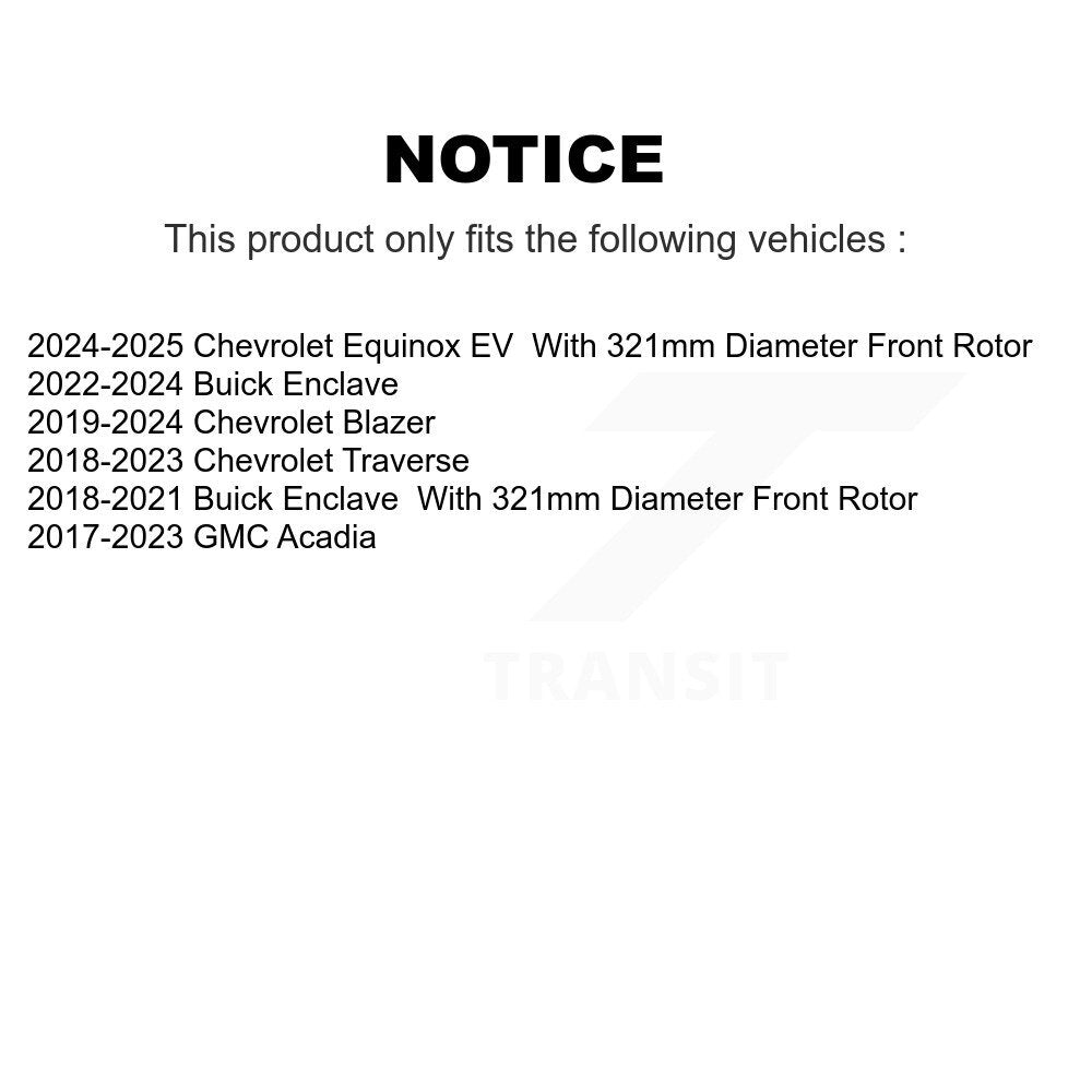 [Avant + Arrière] Kit de Disque de frein pour Chevrolet Traverse GMC Acadia Buick Enclave Blazer K8-101065