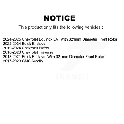 [Avant + Arrière] Kit de Disque de frein pour Chevrolet Traverse GMC Acadia Buick Enclave Blazer K8-101065