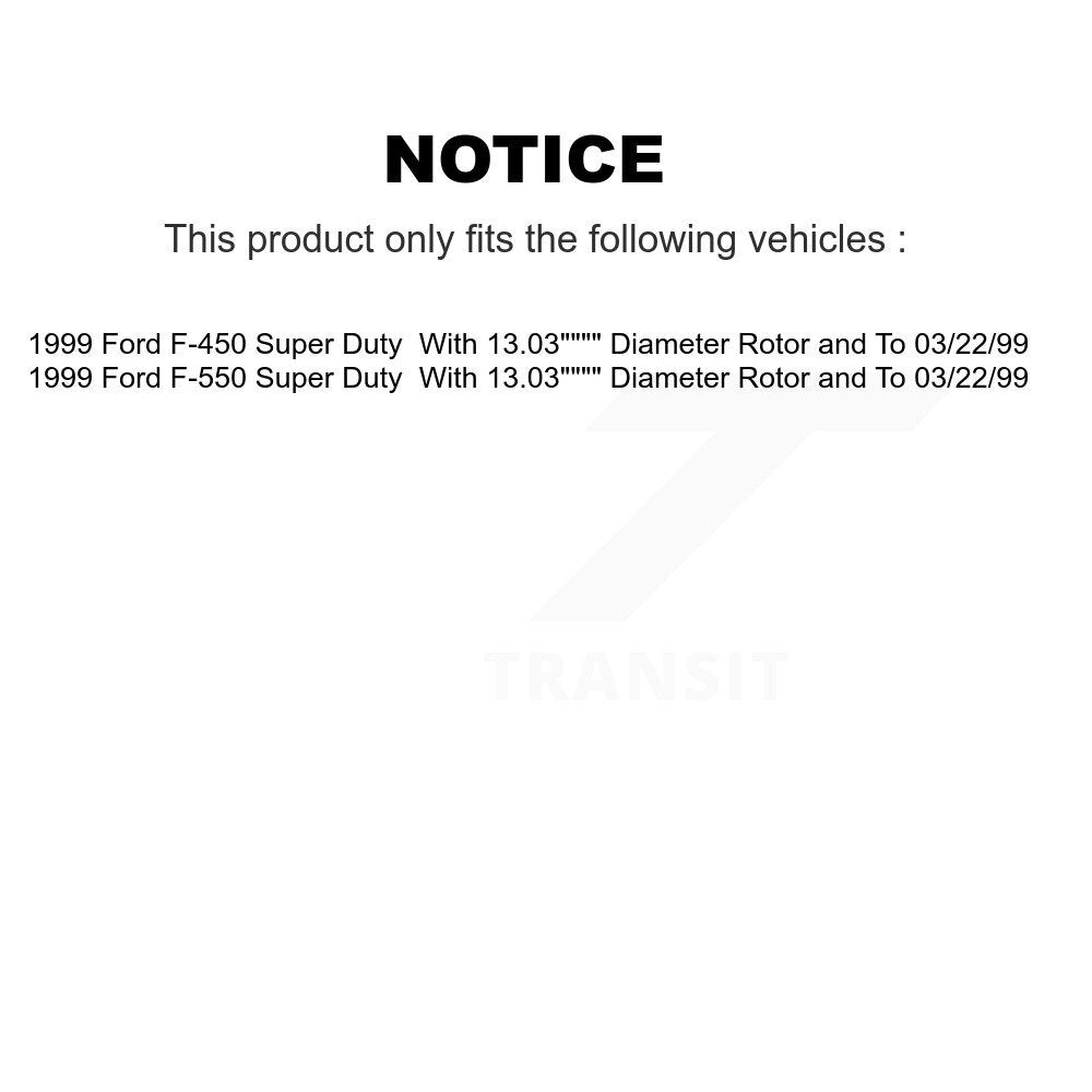 [Avant + Arrière] Kit de Disque de frein pour 1999 Ford F-450 Super Duty F-550 avec 13.03" Diameter Rotor To 03/22/99 K8-101088