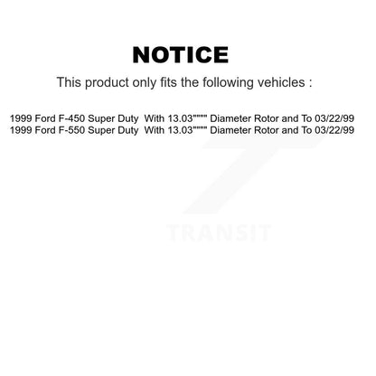 [Avant + Arrière] Kit de Disque de frein pour 1999 Ford F-450 Super Duty F-550 avec 13.03" Diameter Rotor To 03/22/99 K8-101088