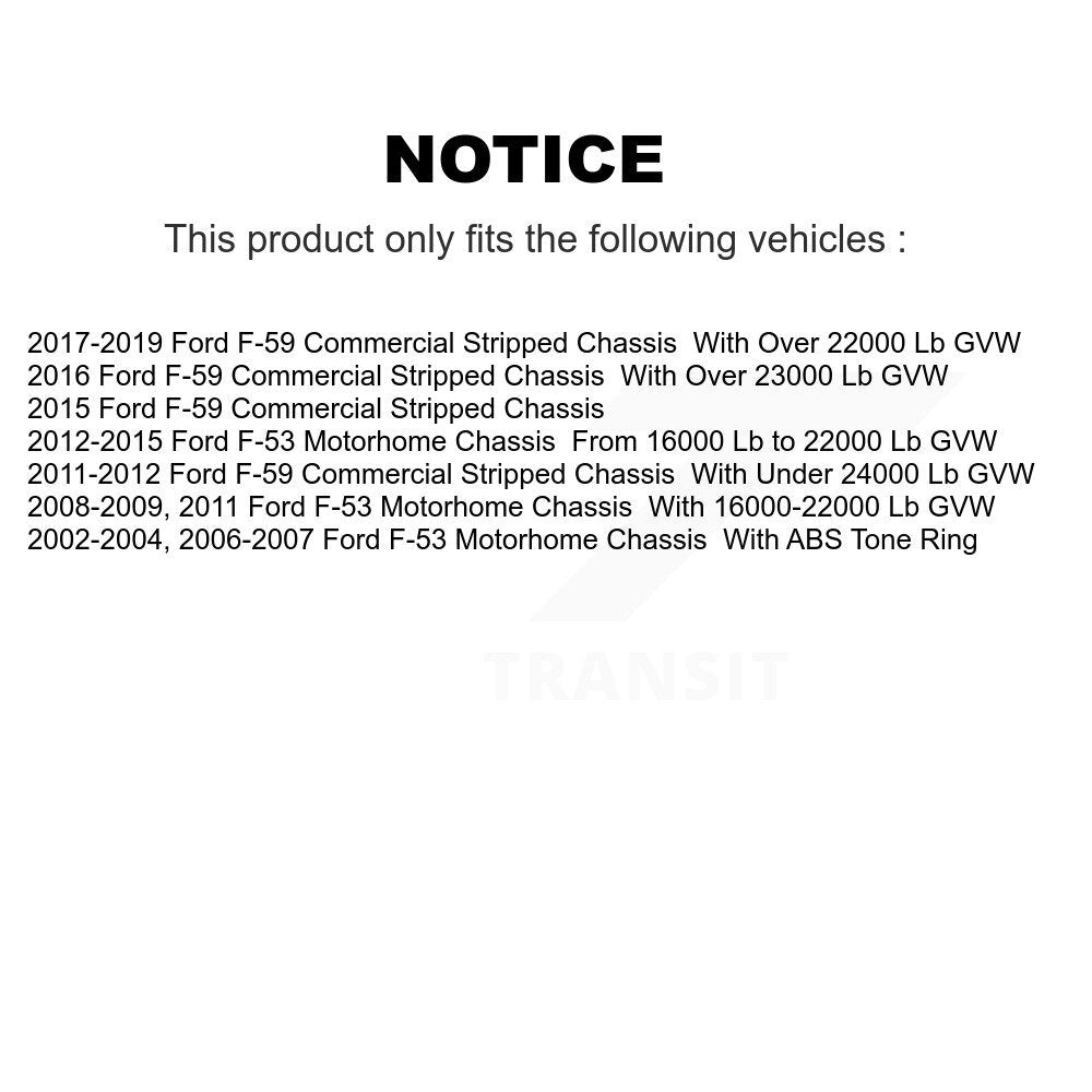 [Avant + Arrière] Kit de Disque de frein pour Ford F59 F-53 Motorhome Chassis F-59 Commercial Stripped K8-101091
