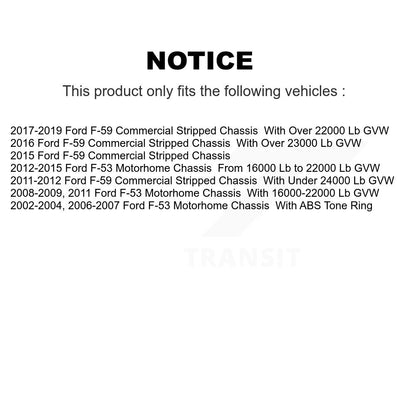 [Avant + Arrière] Kit de Disque de frein pour Ford F59 F-53 Motorhome Chassis F-59 Commercial Stripped K8-101091