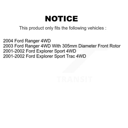[Avant + Arrière] Kit de Disque de frein pour Ford Ranger Explorer Sport Trac 4WD K8-101102