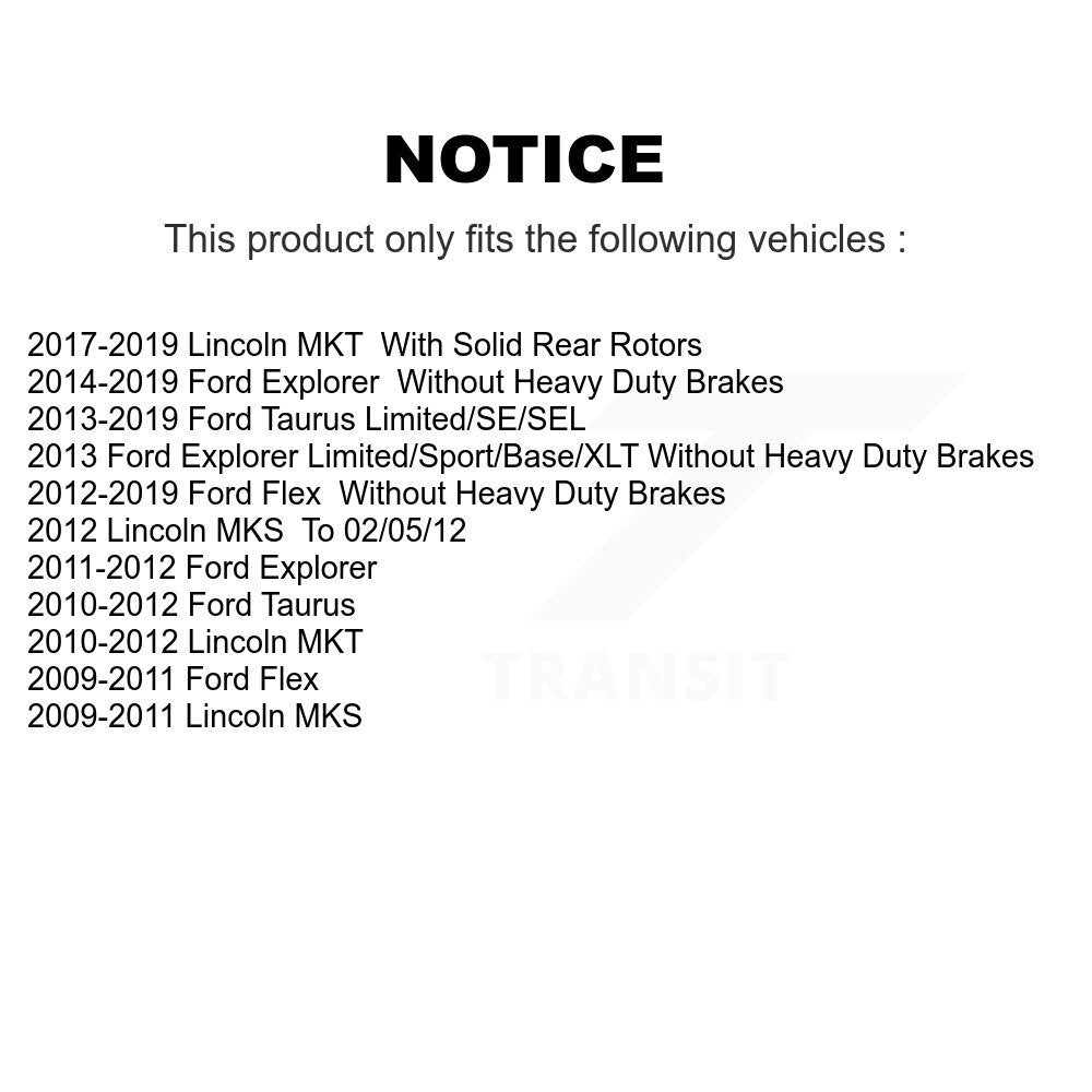 [Avant + Arrière] Kit de Disque de frein pour Ford Explorer Taurus Flex Lincoln MKS MKT K8-101138
