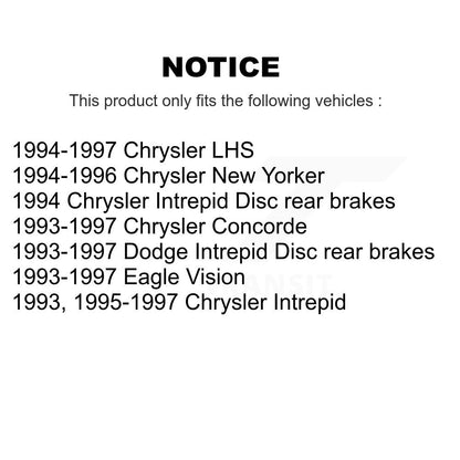 [Avant + Arrière] Kit de Disque de frein pour Chrysler Dodge Intrepid Concorde LHS Eagle Vision New Yorker K8-101162
