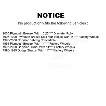 [Avant + Arrière] Kit de Disque de frein pour Chrysler Sebring Dodge Stratus Cirrus Plymouth Breeze K8-101166