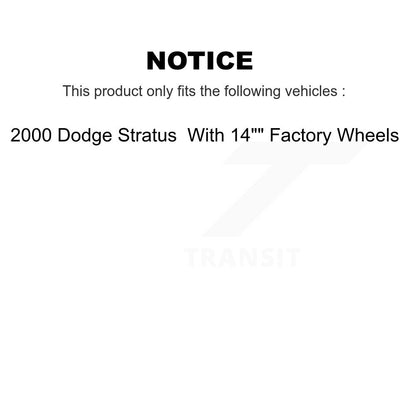 [Avant + Arrière] Kit de Disque de frein pour 2000 Dodge Stratus avec 14" Factory Wheels K8-101167