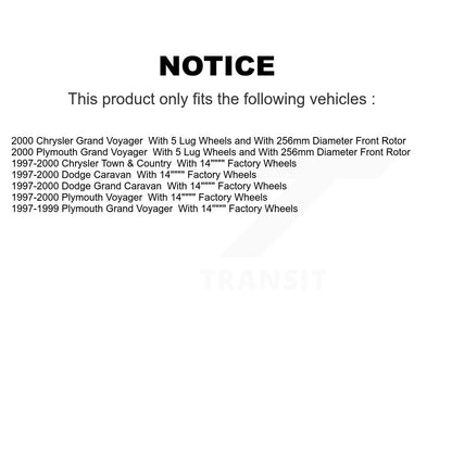 [Avant + Arrière] Kit de Disque de frein pour Dodge Grand Caravan Chrysler Town & Country Plymouth Voyager K8-101168