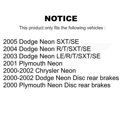 [Avant + Arrière] Kit de Disque de frein pour Neon Dodge Plymouth Chrysler K8-101172