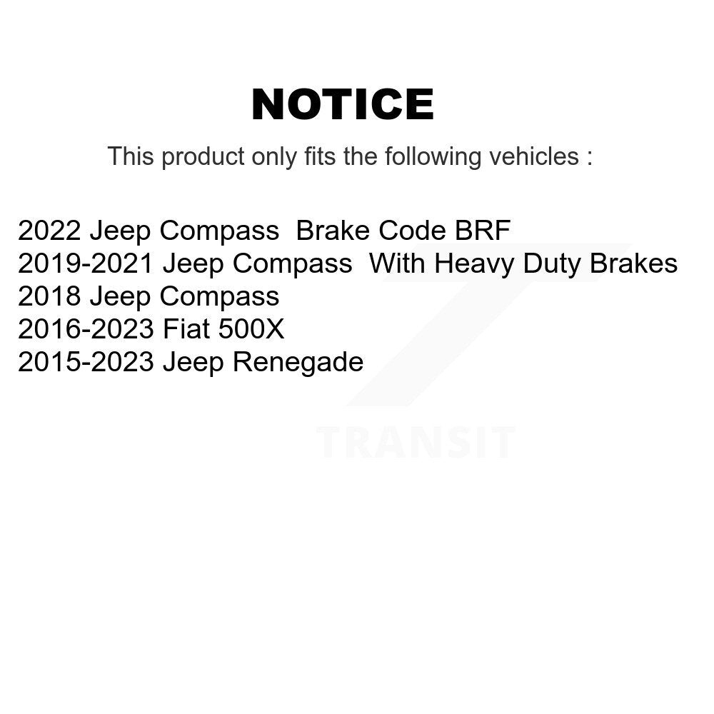 [Avant + Arrière] Kit de Disque de frein pour Jeep Renegade Compass Fiat 500X K8-101219