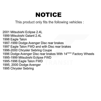 [Avant + Arrière] Kit de Disque de frein pour Mitsubishi Eclipse Chrysler Sebring Dodge Avenger Galant Eagle Talon K8-101238