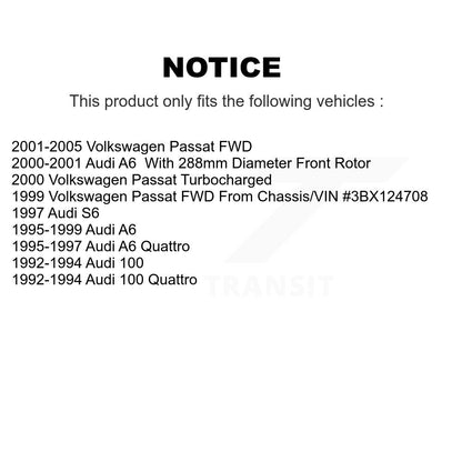 [Avant + Arrière] Kit de Disque de frein pour Volkswagen Passat Audi A6 Quattro 100 S6 K8-101249