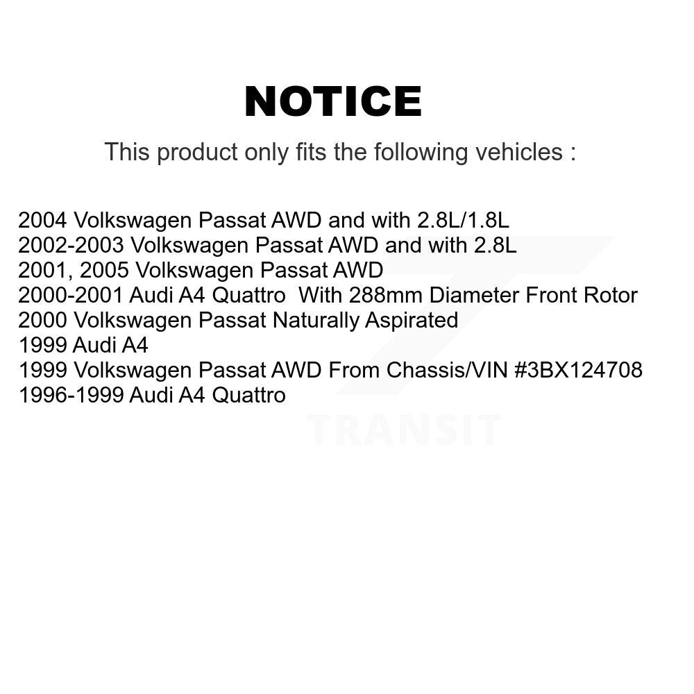 [Avant + Arrière] Kit de Disque de frein pour Volkswagen Passat Audi A4 Quattro K8-101251